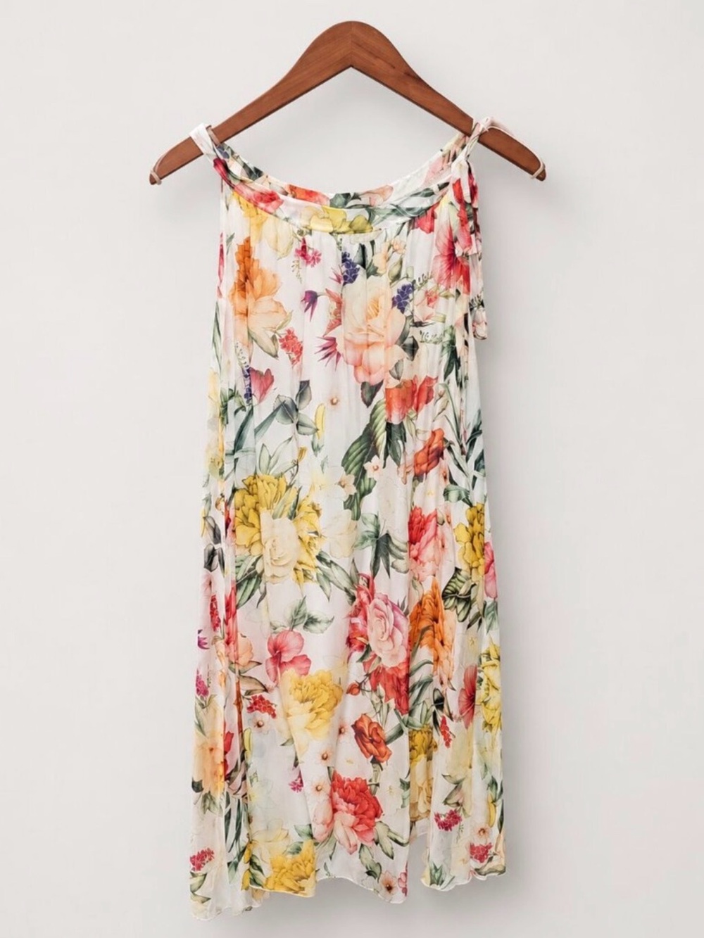 Women's White Floral Maxi Dress with Multicolor Blooms